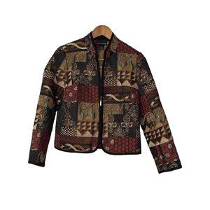 Molly&Maxx Women’s Eclectic Embroidered Jacket Full Zip ￼Art Artsy Size Ps